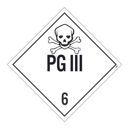 Pg Iii 6 Dot Placard Sign, Material: Rigid Plastic